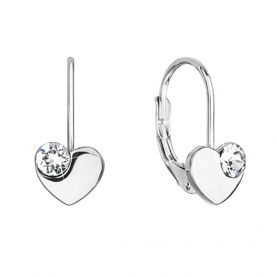 Obrázok pre Strieborné visiace náušnice so Swarovski kryštálmi srdiečka 31299.1 biele