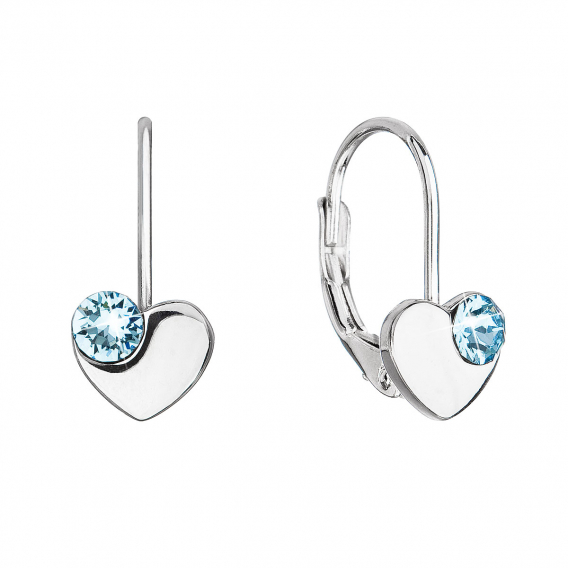 Obrázok pre Strieborné visiace náušnice so Swarovski kryštálmi srdiečka 31299.3 modré