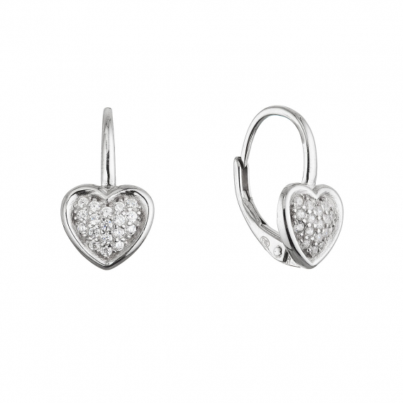 Obrázok pre Strieborné visiace náušnice srdiečka 11647.1