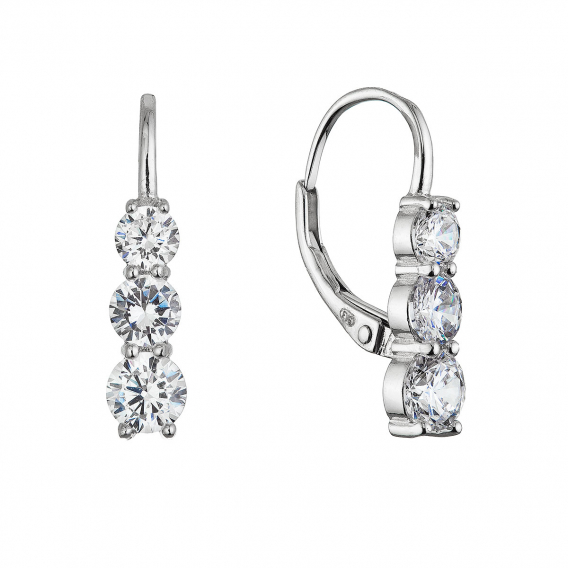 Obrázok pre Strieborné visiace náušnice trojitý zirkón 11656.1