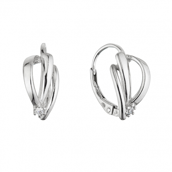 Obrázok pre Strieborné visiace prepletané náušnice so zirkónom 11669.1