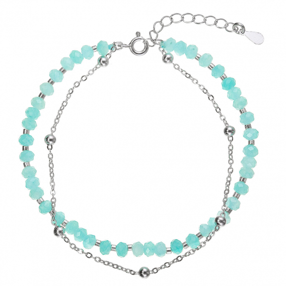 Obrázok pre Strieborný dvojitý náramok s amazonitmi 13115.3