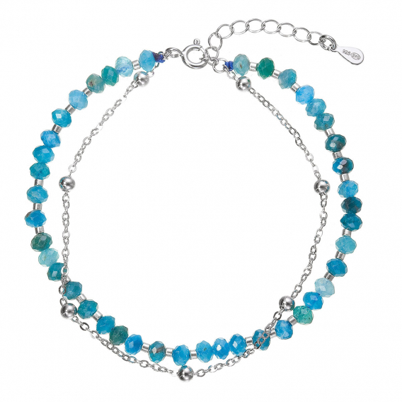 Obrázok pre Strieborný dvojitý náramok s apatitmi 13115.3