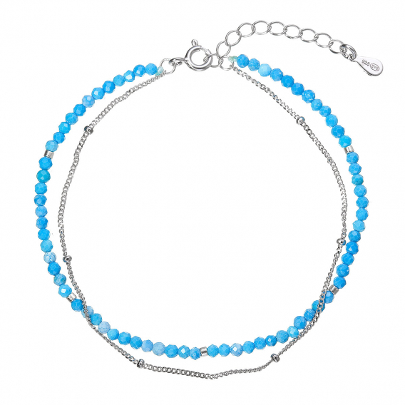 Obrázok pre Strieborný dvojitý náramok s farebnými howlitmi 13114.3