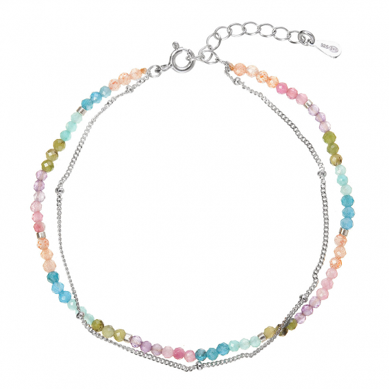 Obrázok pre Strieborný dvojitý náramok s farebnými kameňmi 13114.3