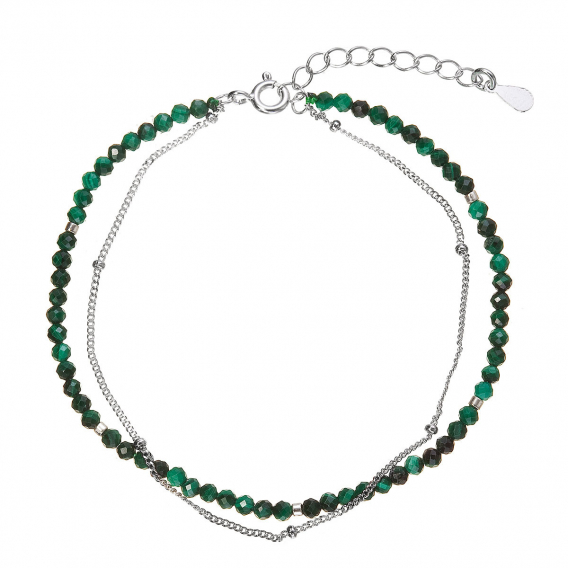 Obrázok pre Strieborný dvojitý náramok s malachitmi 13114.3