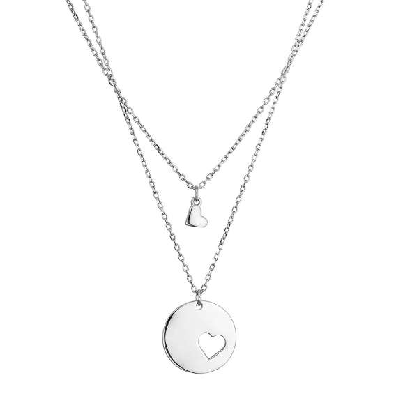 Obrázok pre Strieborný dvojradový náhrdelník placička so srdcom 62035