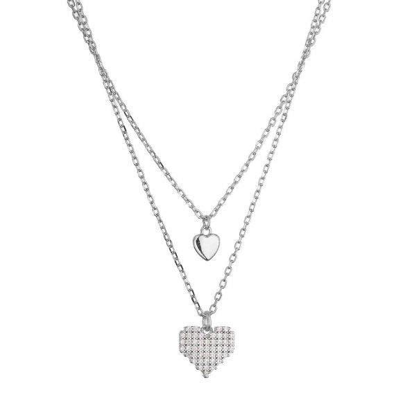 Obrázok pre Strieborný dvojradový náhrdelník srdiečka 12153.1