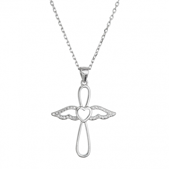 Obrázok pre Strieborný náhrdelník anjel so srdiečkom 12124.1