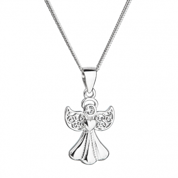 Obrázok pre Strieborný náhrdelník anjel so Swarovski kryštálmi biely 32077.1