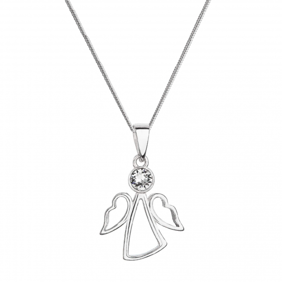Obrázok pre Strieborný náhrdelník anjel so Swarovski kryštálom biely 32082.1 crystal
