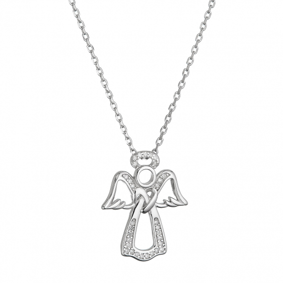 Obrázok pre Strieborný náhrdelník anjel so zirkónmi 12121.1