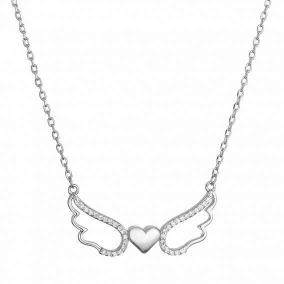 Obrázok pre Strieborný náhrdelník anjelské krídla so srdiečkom 12136.1