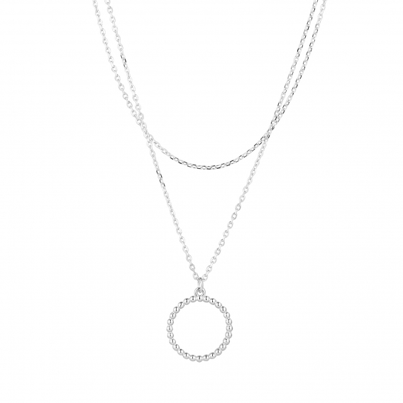 Obrázok pre Strieborný náhrdelník dvojitá retiazka s krúžkom 62017