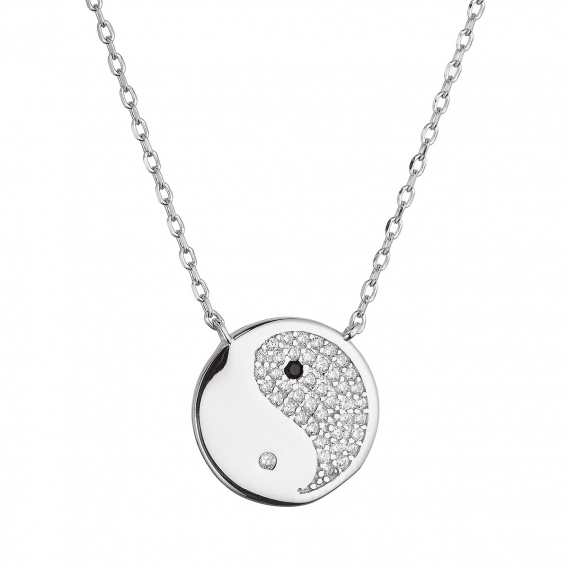 Obrázok pre Strieborný náhrdelník Jin a Jang 12151.1 crystal