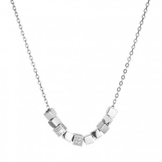 Obrázok pre Strieborný náhrdelník kocky na retiazke so zirkónmi 12071.1