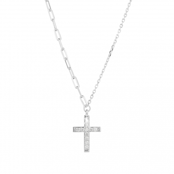 Obrázok pre Strieborný náhrdelník kríž so zirkónmi 12100.1 crystal