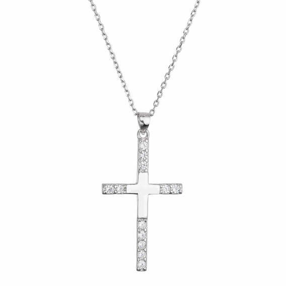 Obrázok pre Strieborný náhrdelník kríž so zirkónmi 12137.1