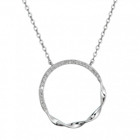 Obrázok pre Strieborný náhrdelník krúžok so zirkónmi 12110.1