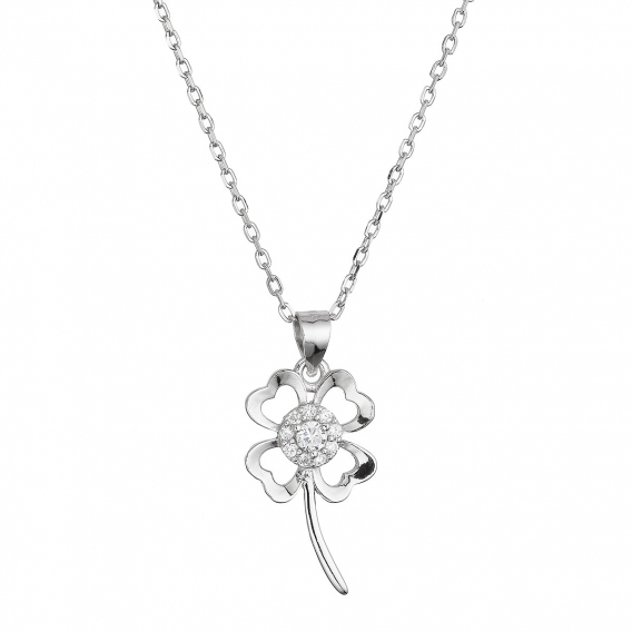 Obrázok pre Strieborný náhrdelník kytička so zirkónovým stredom 12132.1