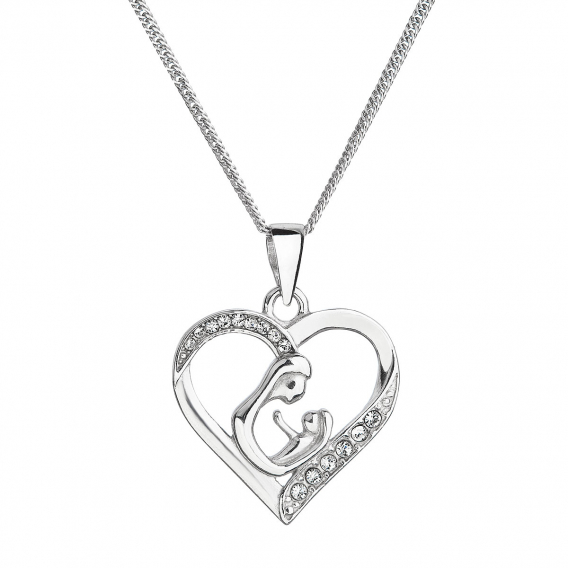 Obrázok pre Strieborný náhrdelník matka a dieťa so Swarovski kryštálmi biely 32073.1