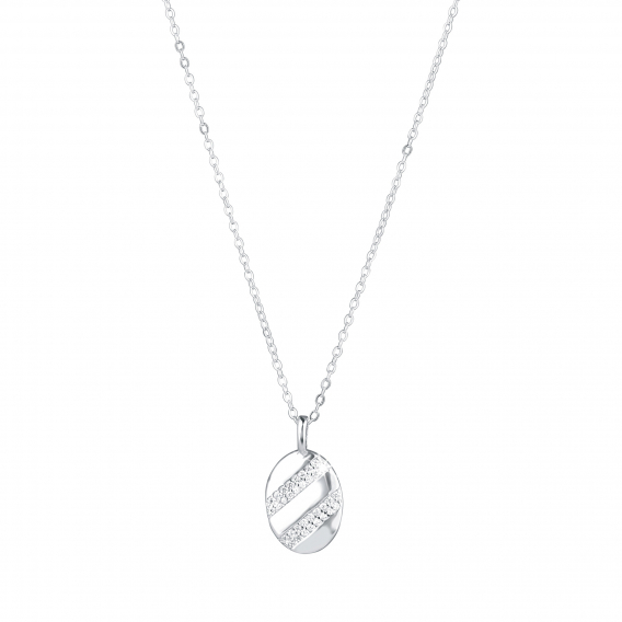 Obrázok pre Strieborný náhrdelník ovál so zirkónmi 12102.1 crystal