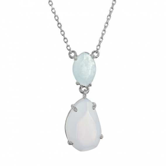 Obrázok pre Strieborný náhrdelník s akvamarínom a chalcedónom 12161.3