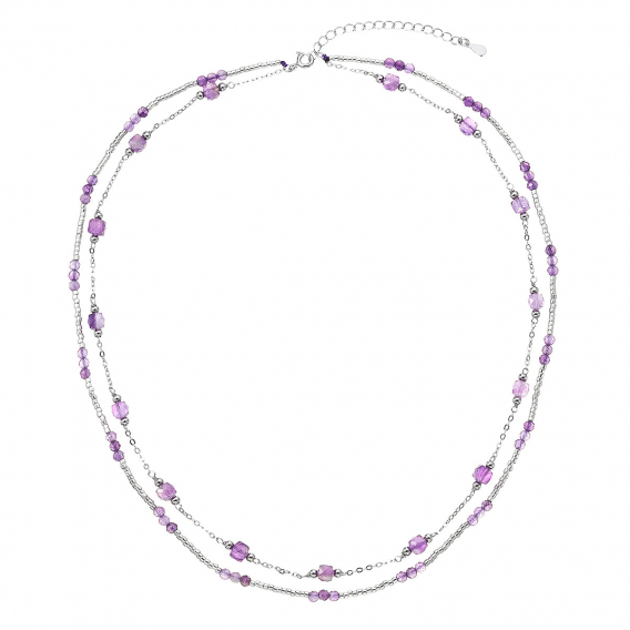 Obrázok pre Strieborný náhrdelník s ametystmi 12183.3