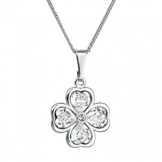 Obrázok pre Strieborný náhrdelník s kryštálmi Swarovski štvorlístok 32085.1 crystal