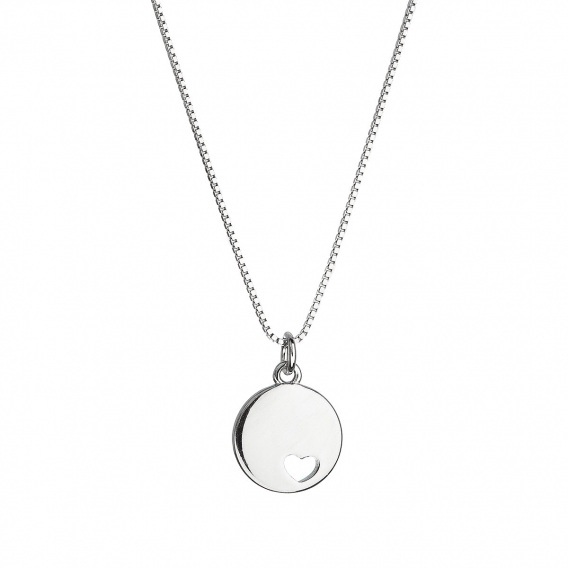 Obrázok pre Strieborný náhrdelník s príveskom placička so srdiečkom 62006