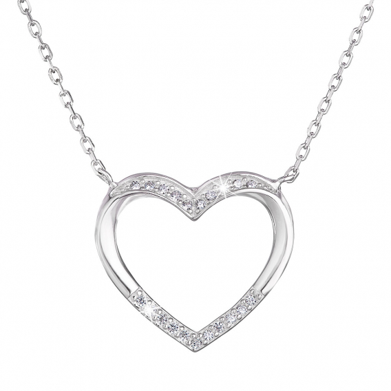 Obrázok pre Strieborný náhrdelník so zirkónom biele srdce 12010.1