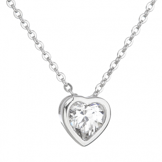 Obrázok pre Strieborný náhrdelník so zirkónom biele srdce 12020.1