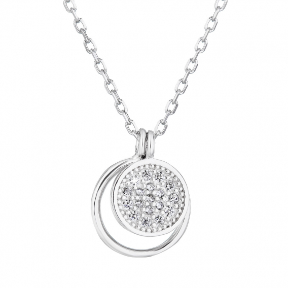 Obrázok pre Strieborný náhrdelník so zirkónom biely okrúhly 12011.1