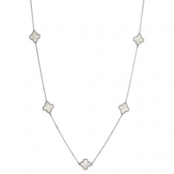 Obrázok pre Strieborný náhrdelník štvorlístky s perleťou 12150.1