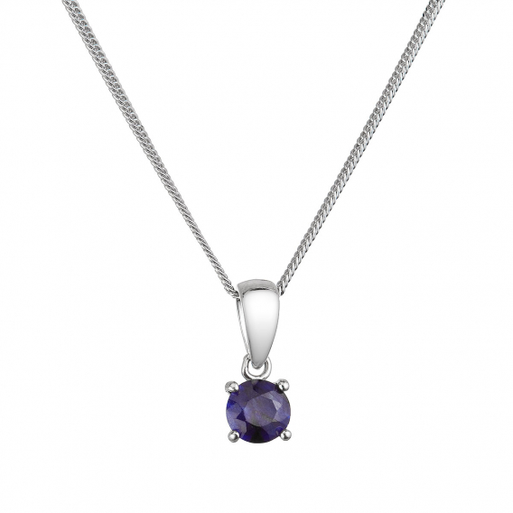 Obrázok pre Strieborný náhrdelník tmavo modrý zafír 12078.3