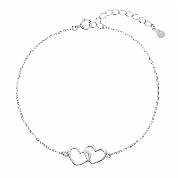 Obrázok pre Strieborný náramok dve srdiečka 63009
