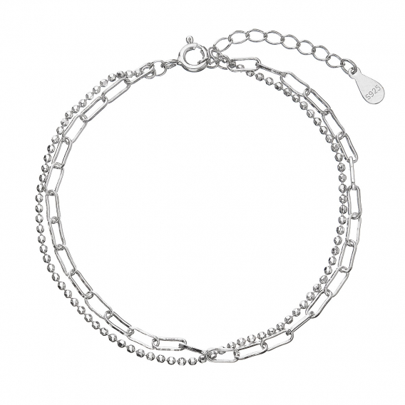 Obrázok pre Strieborný náramok dvojitá retiazka guličky a oválky 63004