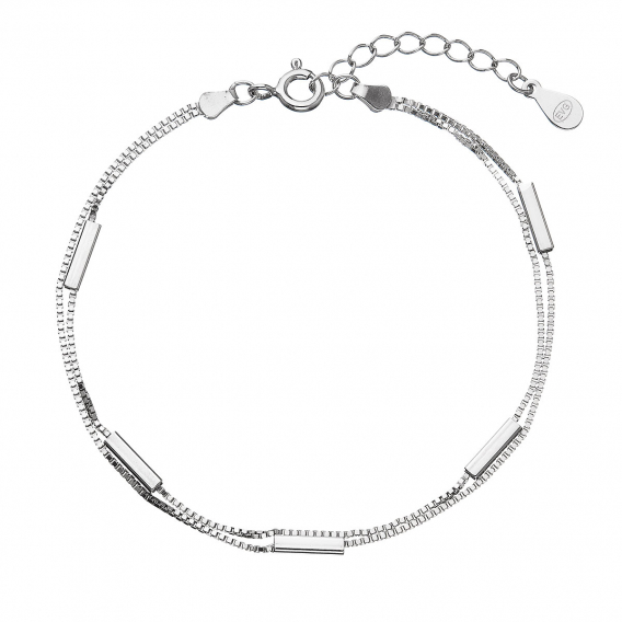 Obrázok pre Strieborný náramok dvojitá retiazka s obdĺžnikmi 63005