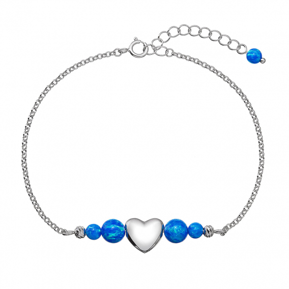 Obrázok pre Strieborný náramok opálový s perleťovým srdiečkom 13086.3 modrý