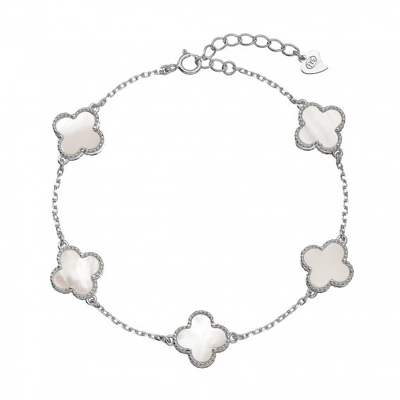 Obrázok pre Strieborný náramok perleťové štvorlístky 13089.1