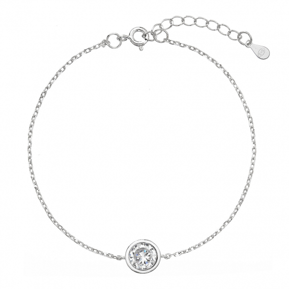 Obrázok pre Strieborný náramok retiazka s jedným zirkónom 13025.1 crystal