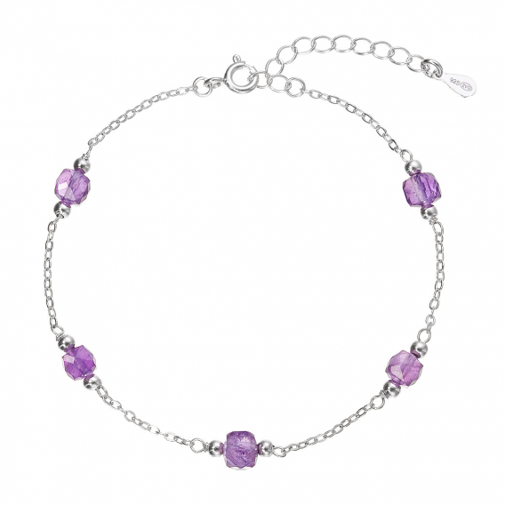 Obrázok pre Strieborný náramok s ametystmi 13111.3
