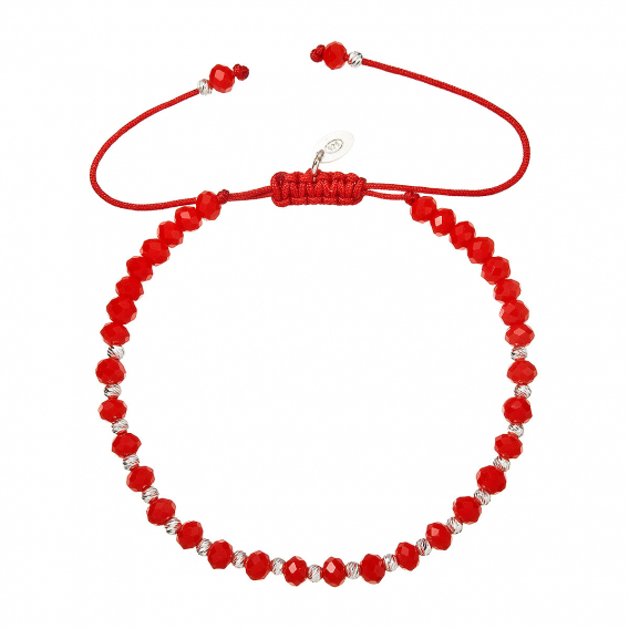 Obrázok pre Strieborný náramok s červenými sklenenými korálkami 13074.3