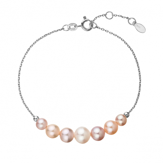 Obrázok pre Strieborný náramok s farebnými riečnymi perlami 23024.3 multi