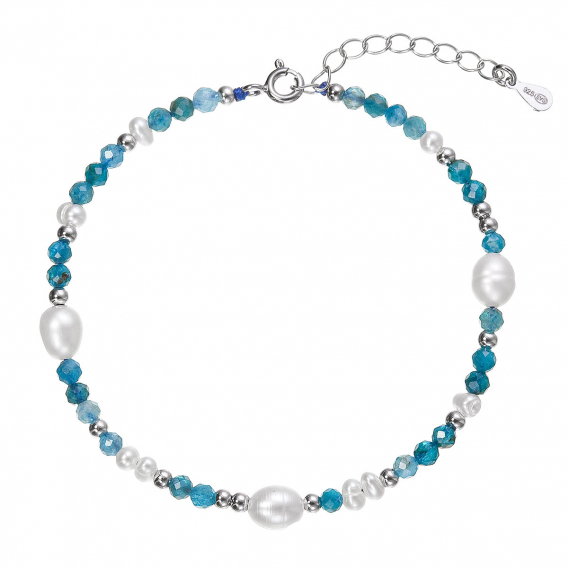 Obrázok pre Strieborný náramok s perlami a apatitmi 13113.3