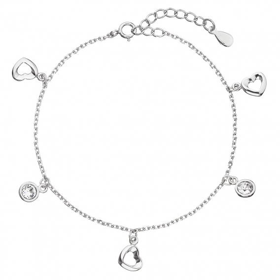 Obrázok pre Strieborný náramok so Swarovski kryštálmi biele srdce 33110.1