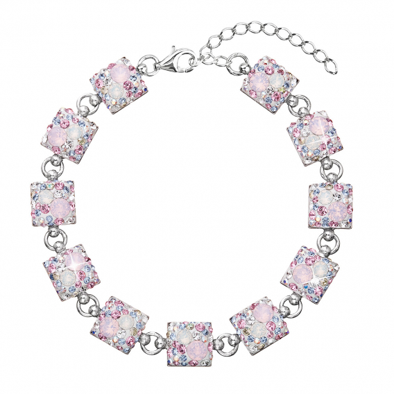 Obrázok pre Strieborný náramok so Swarovski kryštálmi ružový 33047.3