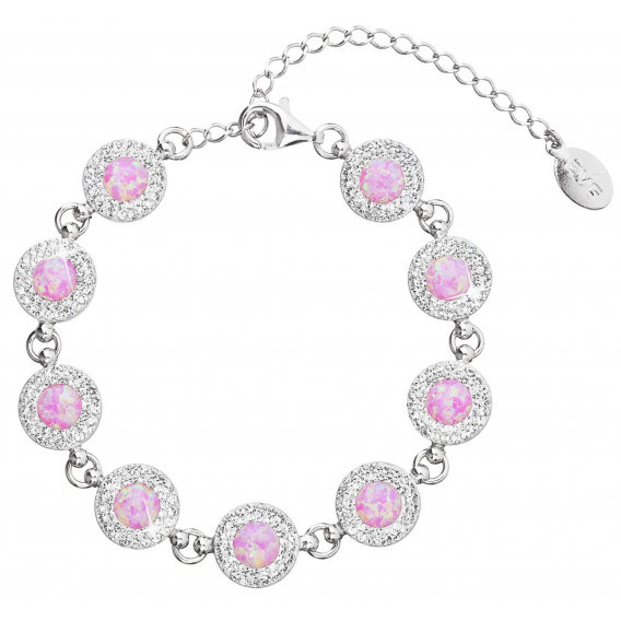 Obrázok pre Strieborný náramok so syntetickým opálom a kryštálmi Preciosa ružový 33105.1