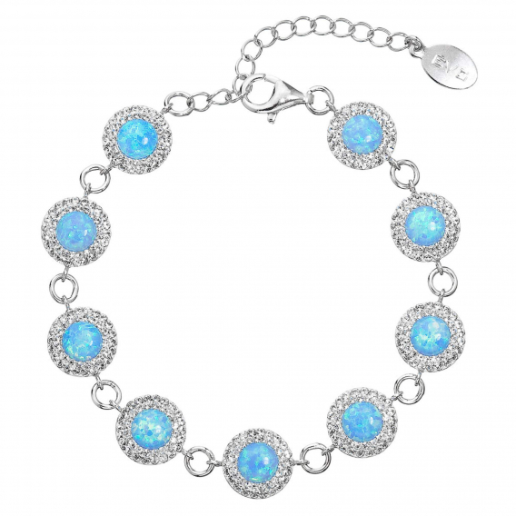 Obrázok pre Strieborný náramok so syntetickým opálom a kryštálmi Preciosa svetlo modrý 33105.1