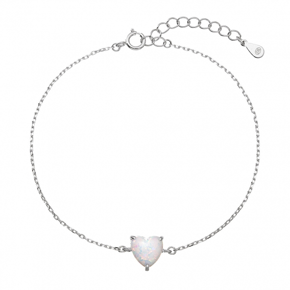 Obrázok pre Strieborný náramok so syntetickým opálom biele srdce 13088.1 white